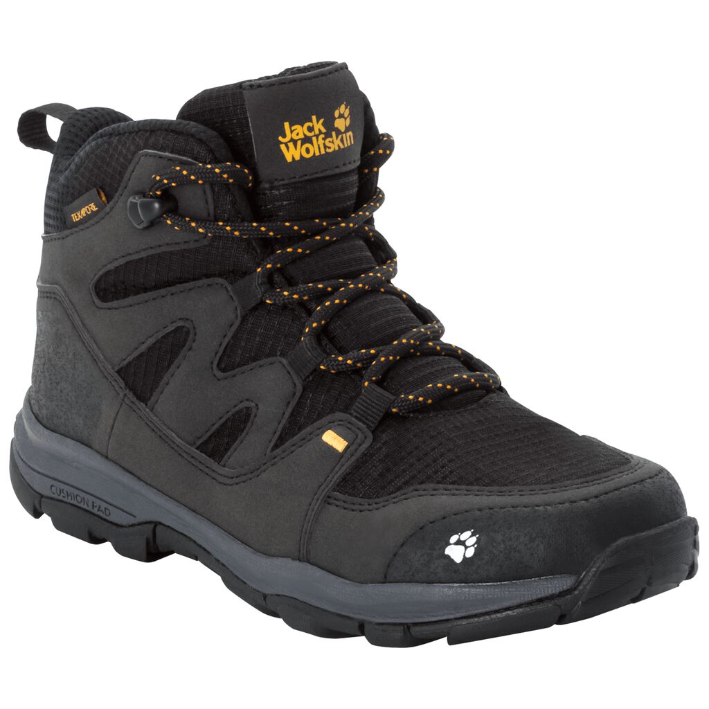 Jack Wolfskin MTN ATTACK 3 TEXAPORE MID ορειβατικα παπουτσια παιδικά μαυρα/κίτρινα | GR8169222